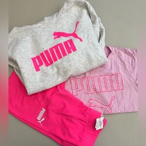 PUMA GIRLS Hot Pink & Grey Leggings, Tee, Hoodie M(10/12)